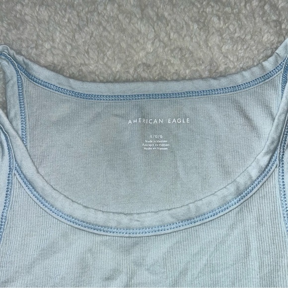 American Eagle Mock Neck Tank Top Large Light Blue - Picture 3 of 3